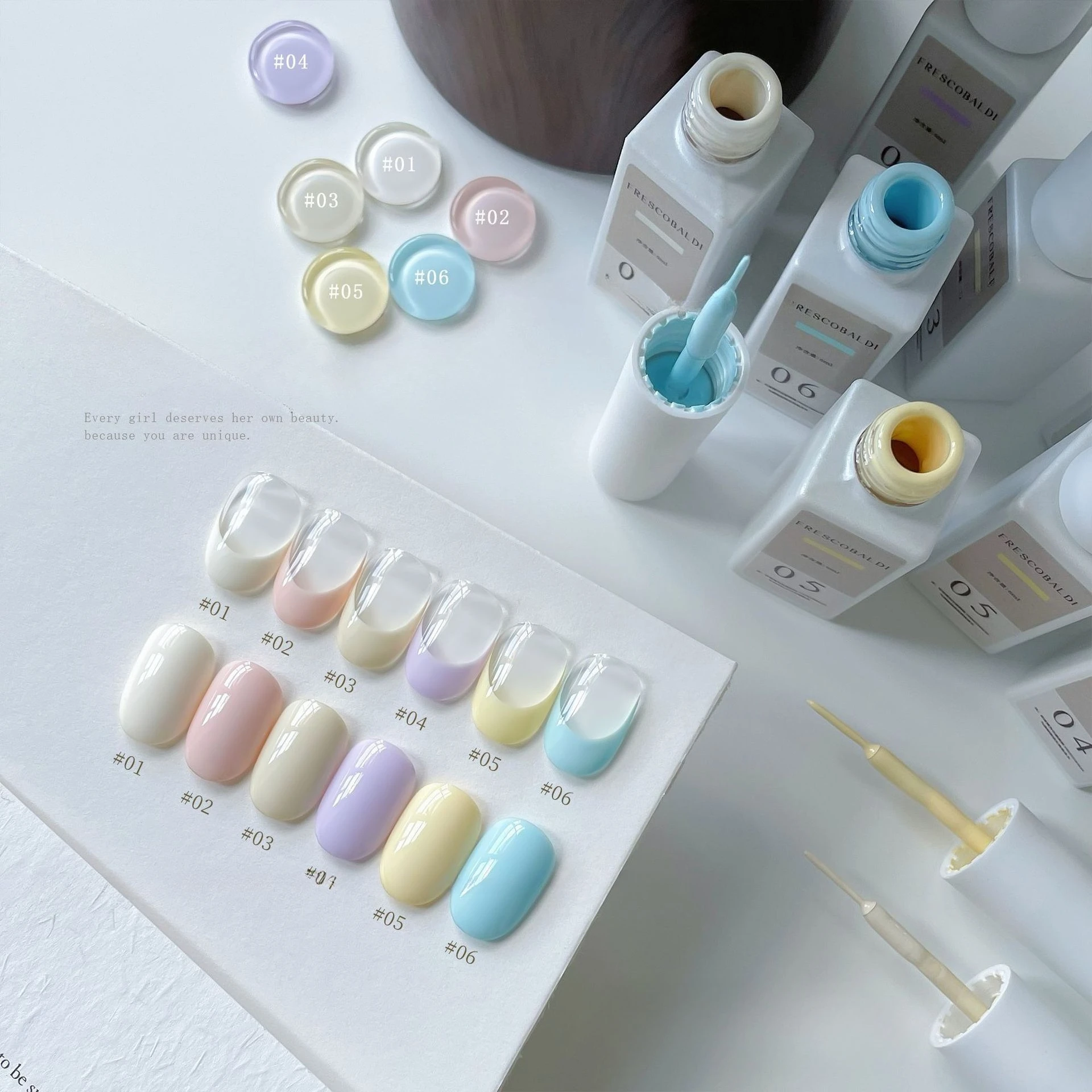 6 Colors French Gel Polish 6ml Solid Color Self Leveling Liquid Soak Off UV LED Gel Varnishes Nail Art DIY Salon Design Manicure
