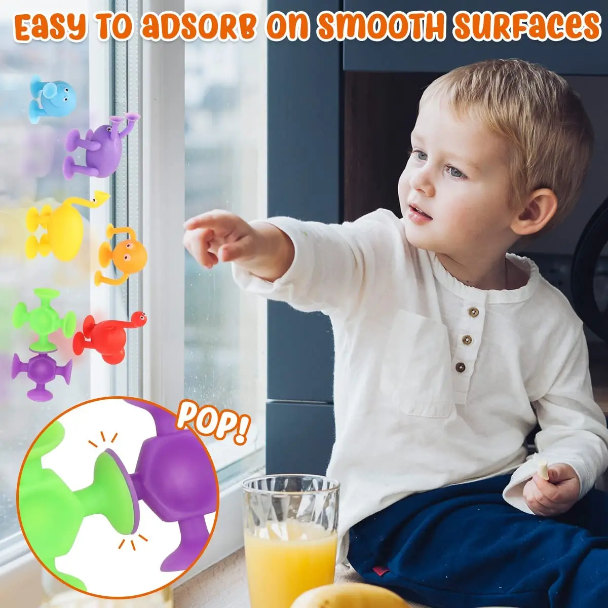 Suction Cup Toys 27 PCS Silicone Suction Bath Toys Travel Toys Window Toy for Kids Sensory Toys with Dinosaur Eggshell Storage