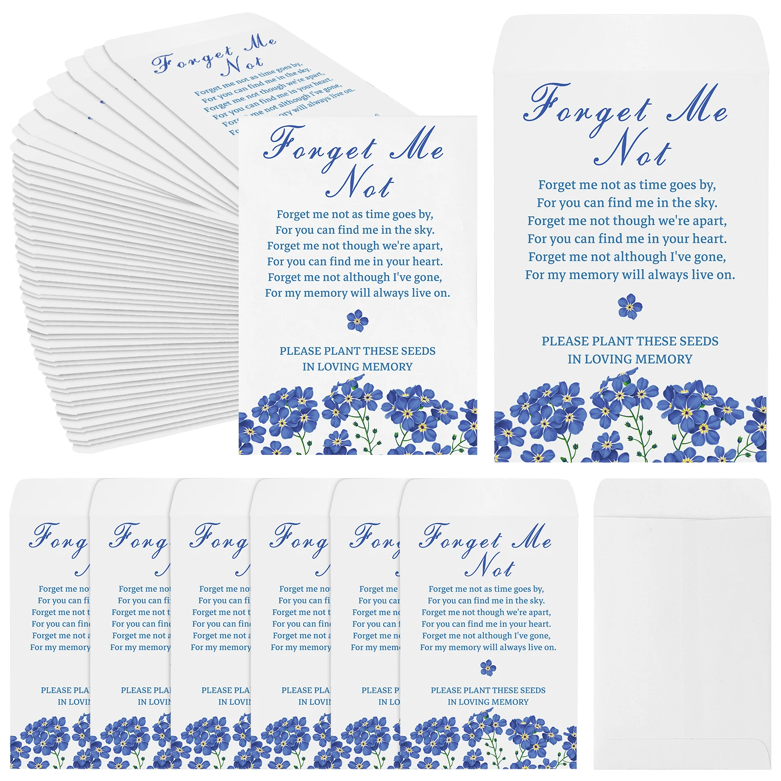 

100 Pcs Forget Me Not Seeds Packets Favors For Funerals Memorial Favours For Guests - Not Include Seeds - Forget Me Not Seeds En