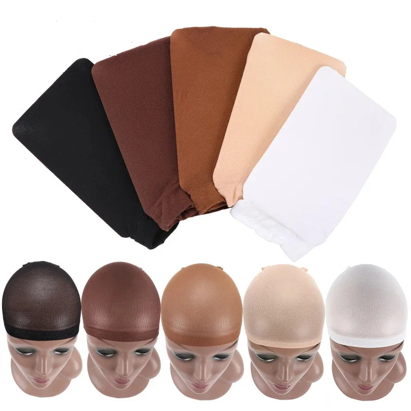 Top Stocking Wig Cap Hair Net For Weave 2pcs Hair Wig Nets Black Brown Stretch Mesh Wig Cap For Making Wigs Free Size