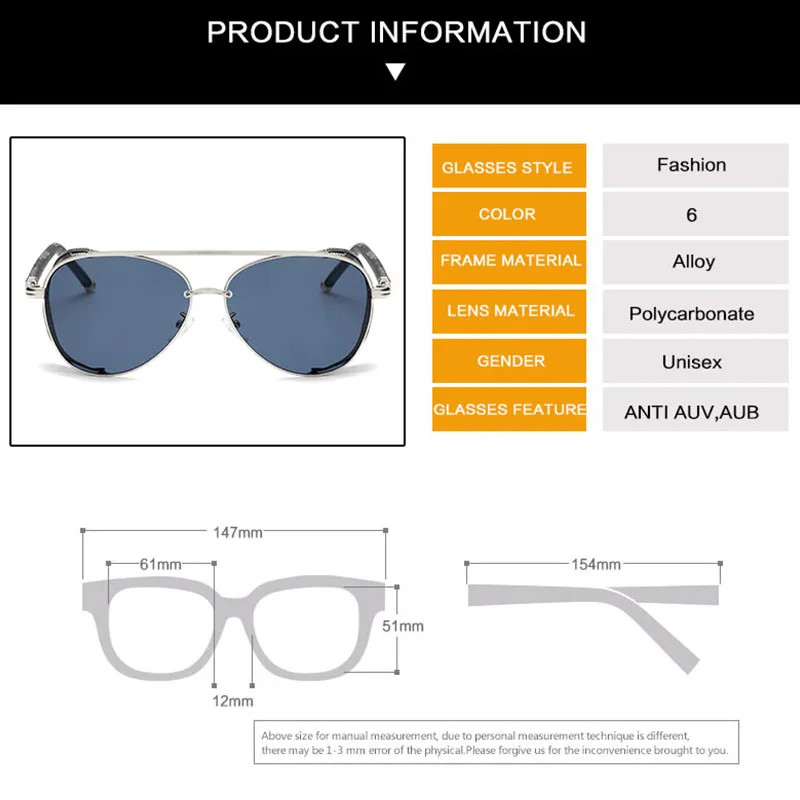 Steampunk Sonnenbrille Marke Design Männer Frauen Vintage Metall Punk Sonnenbrille UV400 Shades Brillen – Detail 5