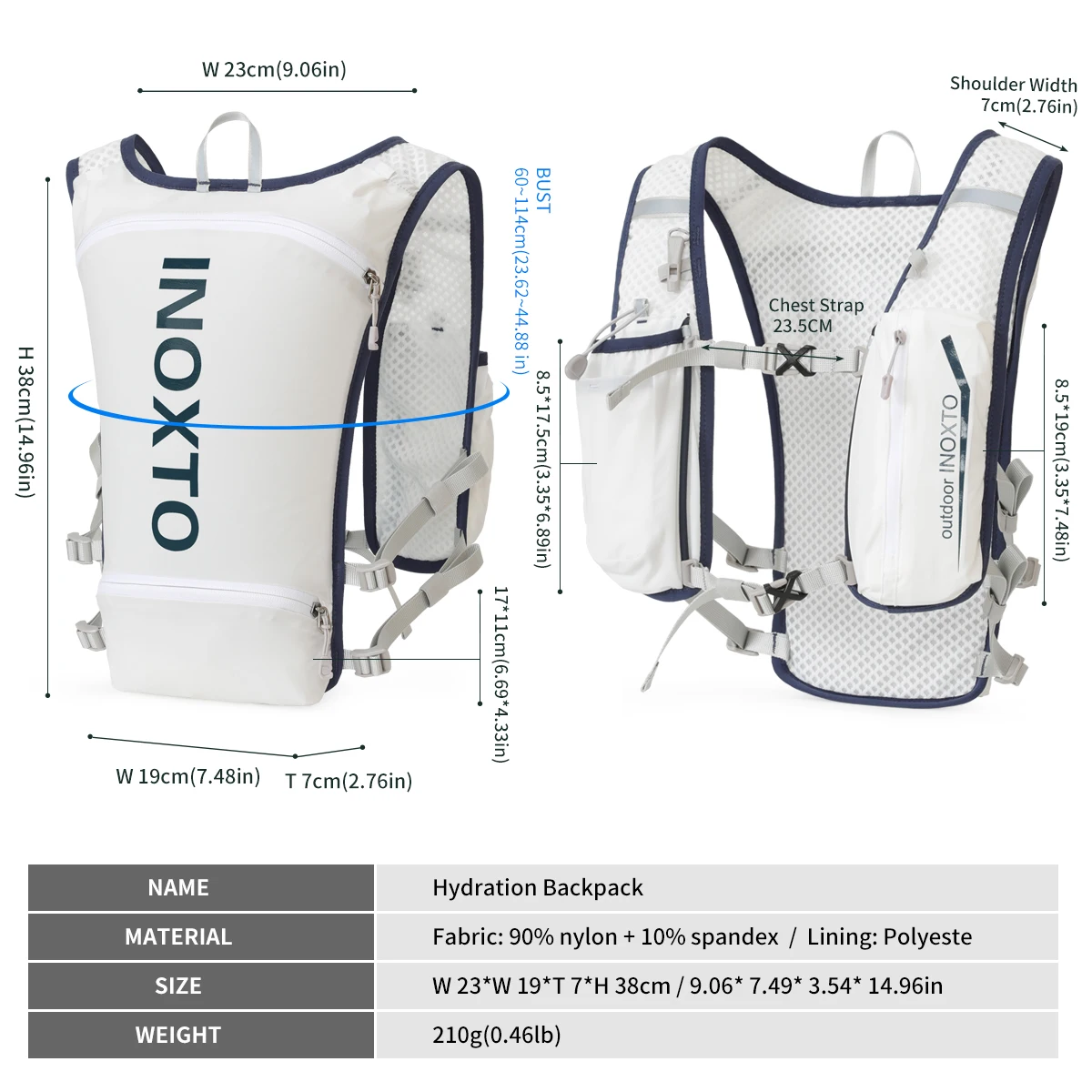 Running Hydration Vest Backpack,Lightweight Pack Hydration Backpack Daypack for Hiking Trail Running Cycling Race Marathon for W