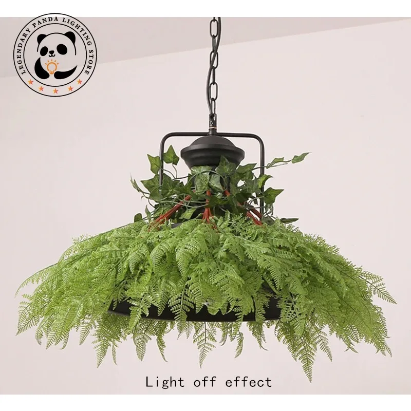 Creative Personality Pendant Lamps Music Theme Ceiling Chandelier Restaurant Cafe Green Plants Decorative LED Light Luminarias