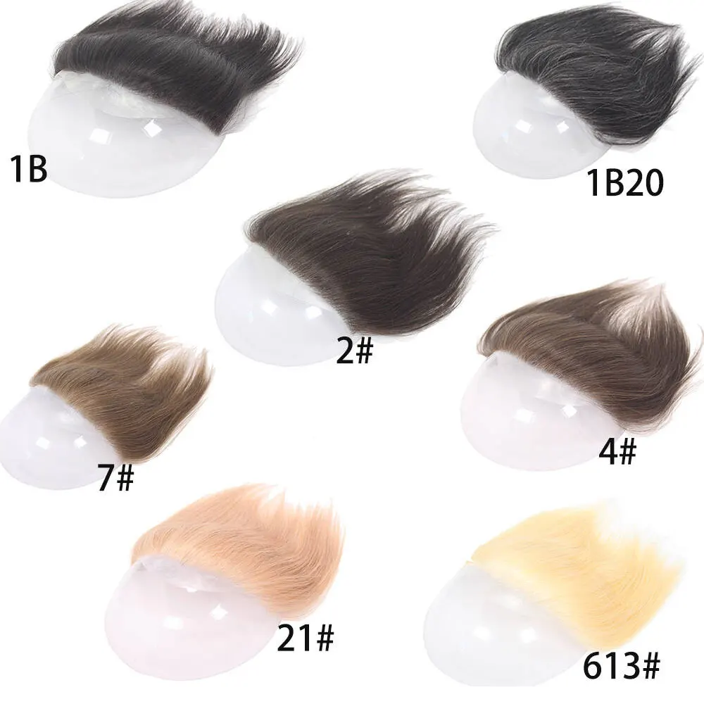 Front Men Toupee Mens Wig Natural PU Hairline 100% Human Hair Men Toupee Piece Thin Skin Remy Hair System Dark Brown Color 6IN