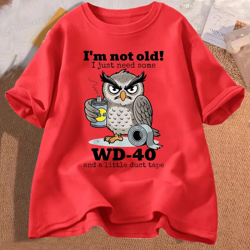 T-shirt for Men Funny Old Man Sarcastic Owl T Shirt Men Tops Aging Mechanic Clothes Fashion Trend Tshirt Retirement Shirts Gift