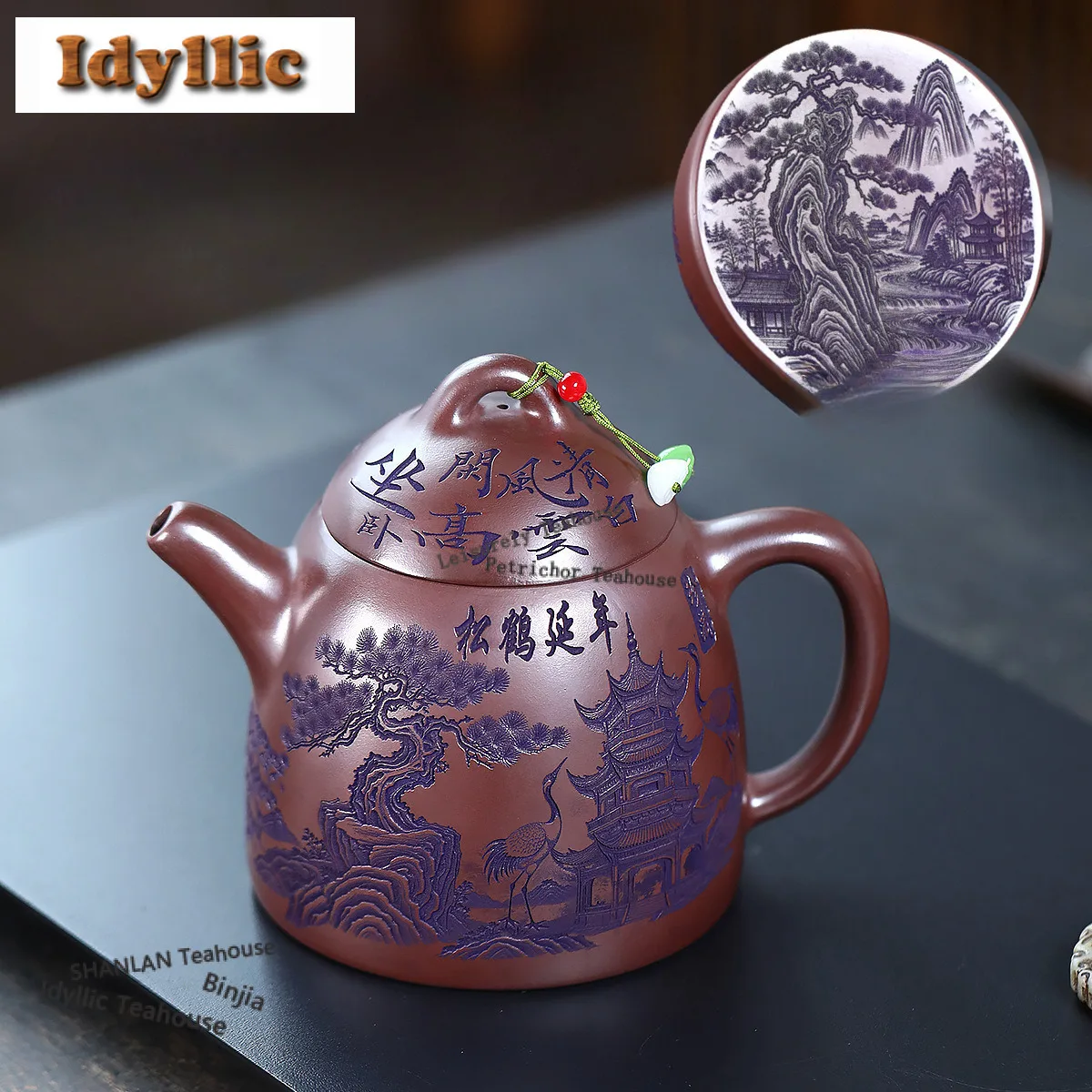 

660ml Luxury Yixing Purple Clay Teapots Famous Master Handmade Pine Crane Pot Raw Ore Stone Red Mud Kettle Chinese Zisha Tea Set