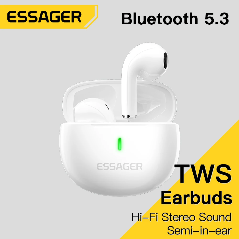 Essager Wireless Bluetooth 5.3 Headphones TWS Earphones Mini Heaset With Charging Case Mic semi in ear Earbuds For All Phone