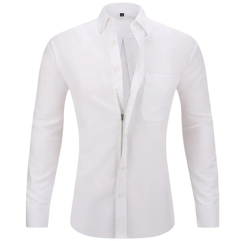 

Long Sve Men's Busin irt Color Blo Slim Fit Anti-Wrinkle Youth Daily Wear Durable Thin Material Spring Season