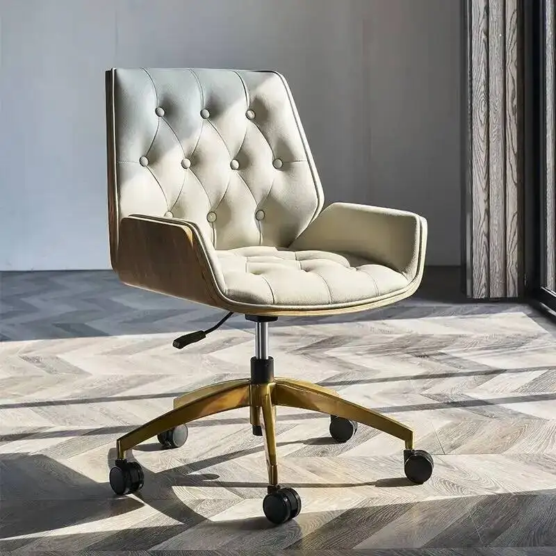 Nordic Leather Office Chair Study Computer Chair Home Conference Chair Swivel Chairs Liftable Rotating Work Chairs