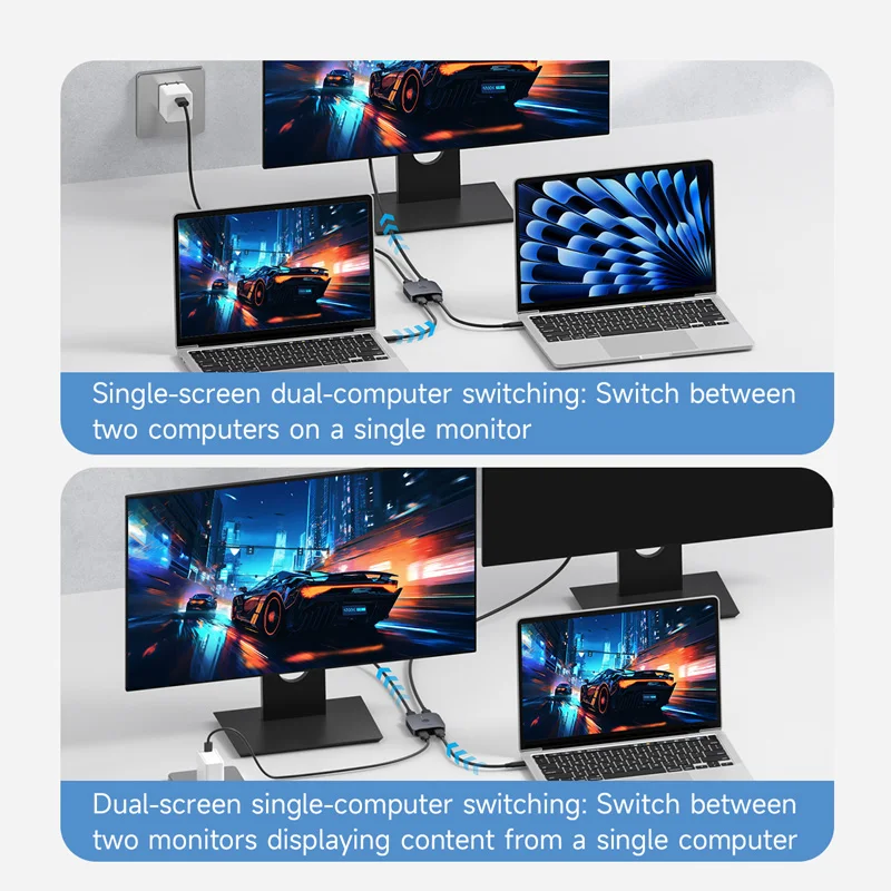 Hagibis USB C Switch Bi-Directional USB C Splitter 1 in 2 Out/2 in 1 Out Switcher 10Gbps 100W for Laptop Macbook Thunderbolt 4/5