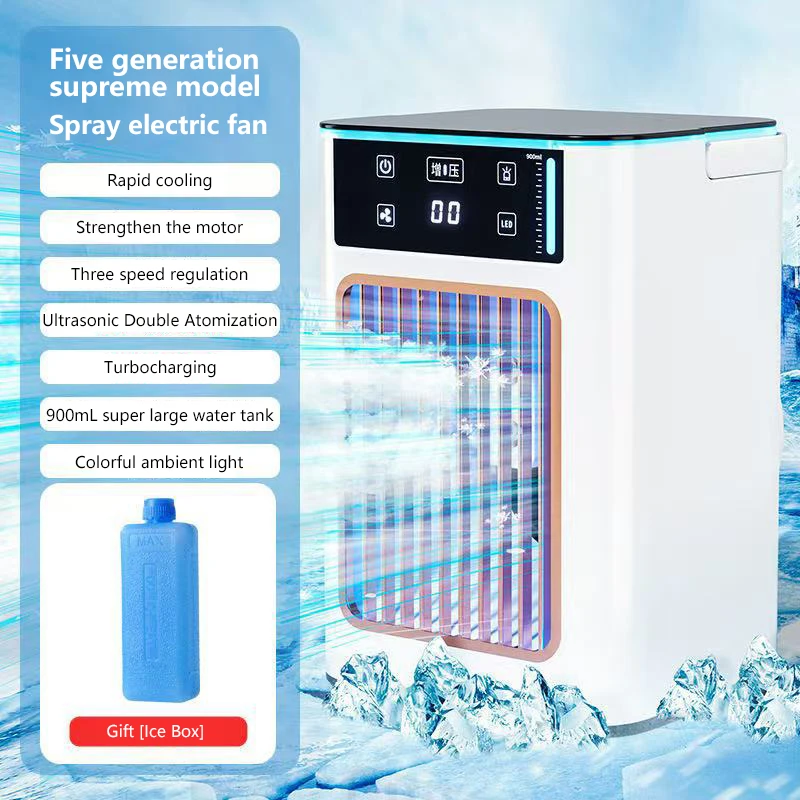 Lenovo USB Air Cooler Portable Desktop Cooling Fan With Humidifier Dual Mist Spray Water Tank With Ice Box For Bedroom Home image 3