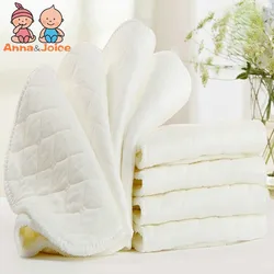 10PC Baby Diapers Washable Reusable Cloth Diaper Inserts3Layers Insert Babies Care 100% Cotton Eco-friendly Diaper