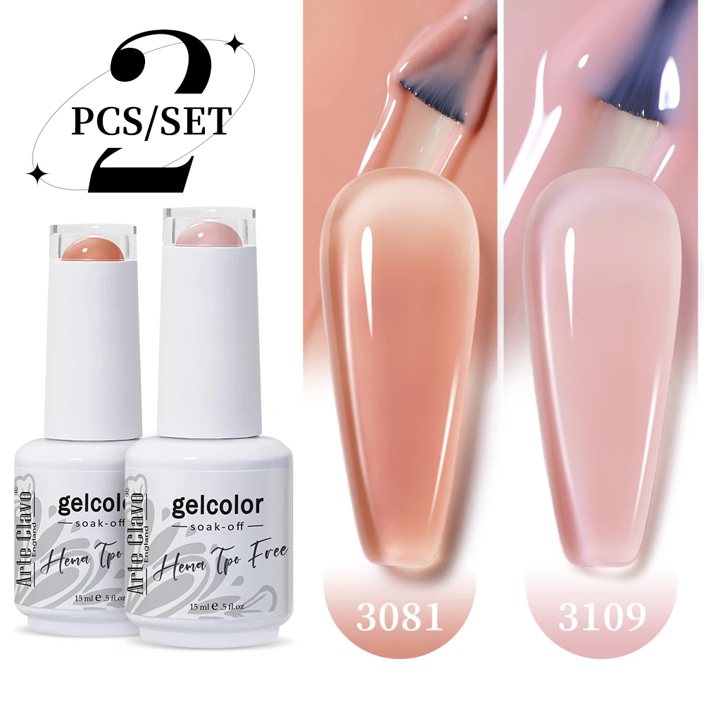Arte Clavo 15ml 2PCS/Set Semi-transparent Color Gel Nail Polish Hybrid Gellak HEMA TPO FREE Nails Art UV Vernis Varnish Manicure