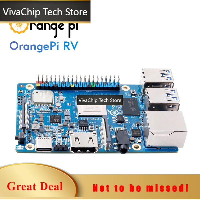 VivaChip TechOrange Pi RV 8GB Ram Development Board StarFive JH-7110 Chip DDR4 RISC-V WiFi-BT5.0 BLE M2 PCIE SSD Single Board Co