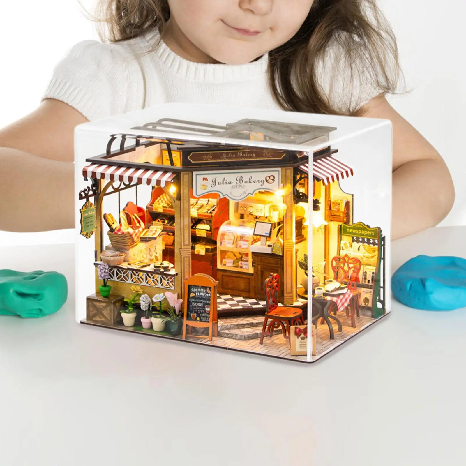 

Dollhouse Miniature DIY Kit Assembly Required with Lights Display Collections