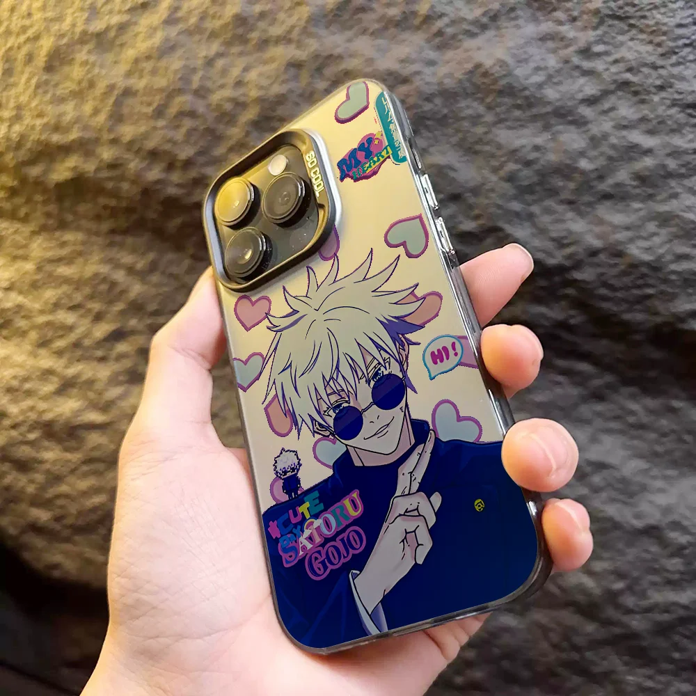Satoru Gojo Jujutsu Kaisen Anime Phone Case IMD Cor Prata Shell Para IPhone 16 15 14 13 12 Pro Max Plus