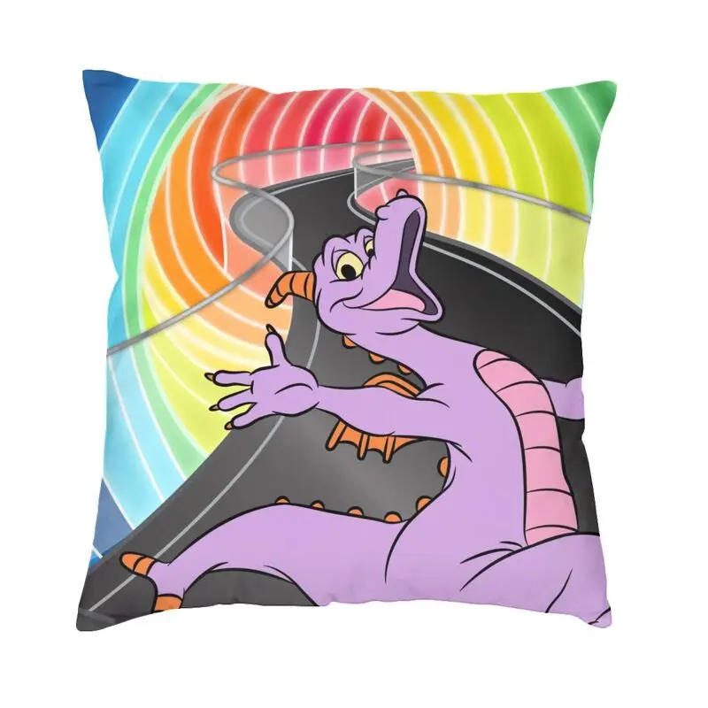 Rainbow Tunnel Purple Dragon Cushion Cover Figment Dinosaur Epcot Center Throw Pillow Case for Car Custom Pillowcase Decoration