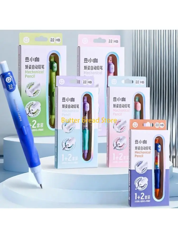 W89C Mechanical Pencil With Box of Refills Ergonomic Grip Automatic Drawing Pencil