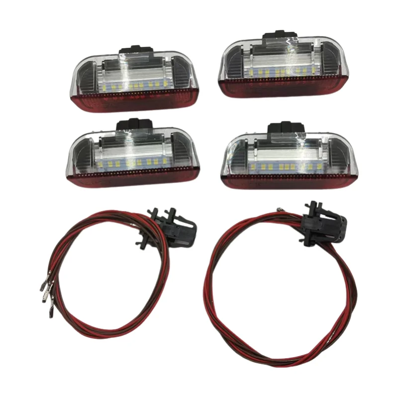 4PCS LED Origin Door Warning Light interior LAMP LIGHTS+Cable WIRE For Golf Jetta MK5 MK6 Passat B6 B7 CC TIGUAN 3AD 947 411