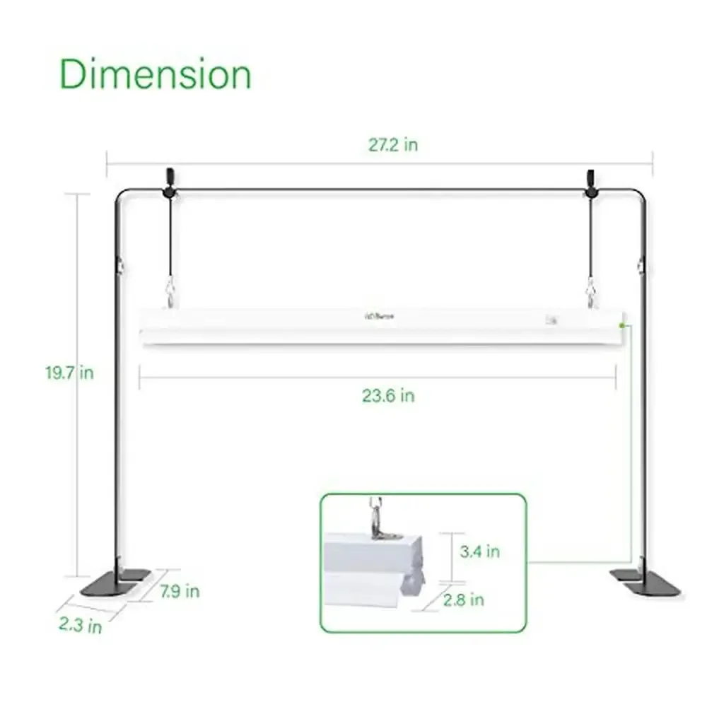 2ft LED Indoor Plant Grow Light Stand Kit Seed Starting Seedling Lamp Houseplants Adjustable Height White Spectrum Fixture with