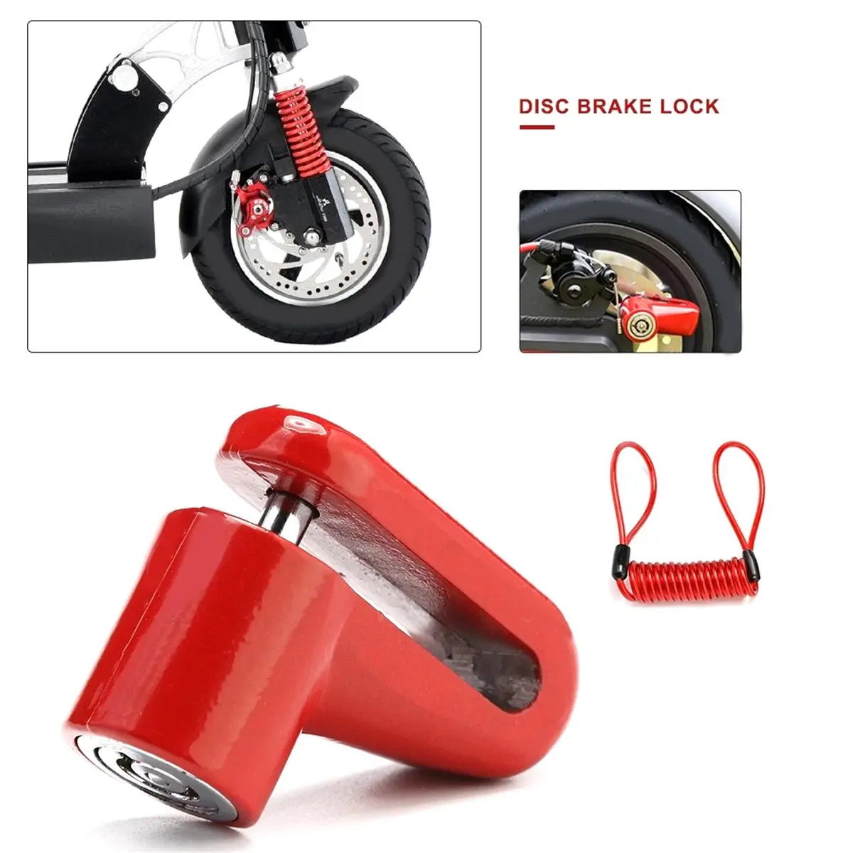 (X07A) Scooter Lock Anti-Theft Disc Brakes Lock with Steel Wire for Xiaomi M365 Electric Scooter Skateboard Wheels Lock