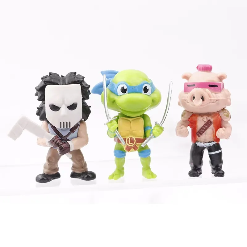 12pcs Q Version Chibi Teenage Mutant Ninja Turtles Figures Mini Dolls Car And Desktop Decor Cute Kids Toys Gift For TMNT Fans - view 2