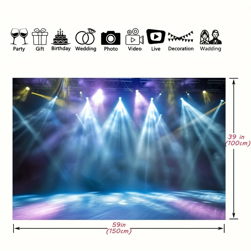 1 piece, luxurious stage spotlight background concert live platform banner retro curtains celebrity background