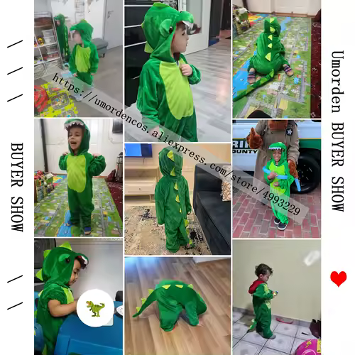 Cute Child Dinosaur Kugurumi Costume Cosplay Boys 2-4T 4-8Y Green Black Kindergarten School Party Game Role Play Suit Umorden - Image 6