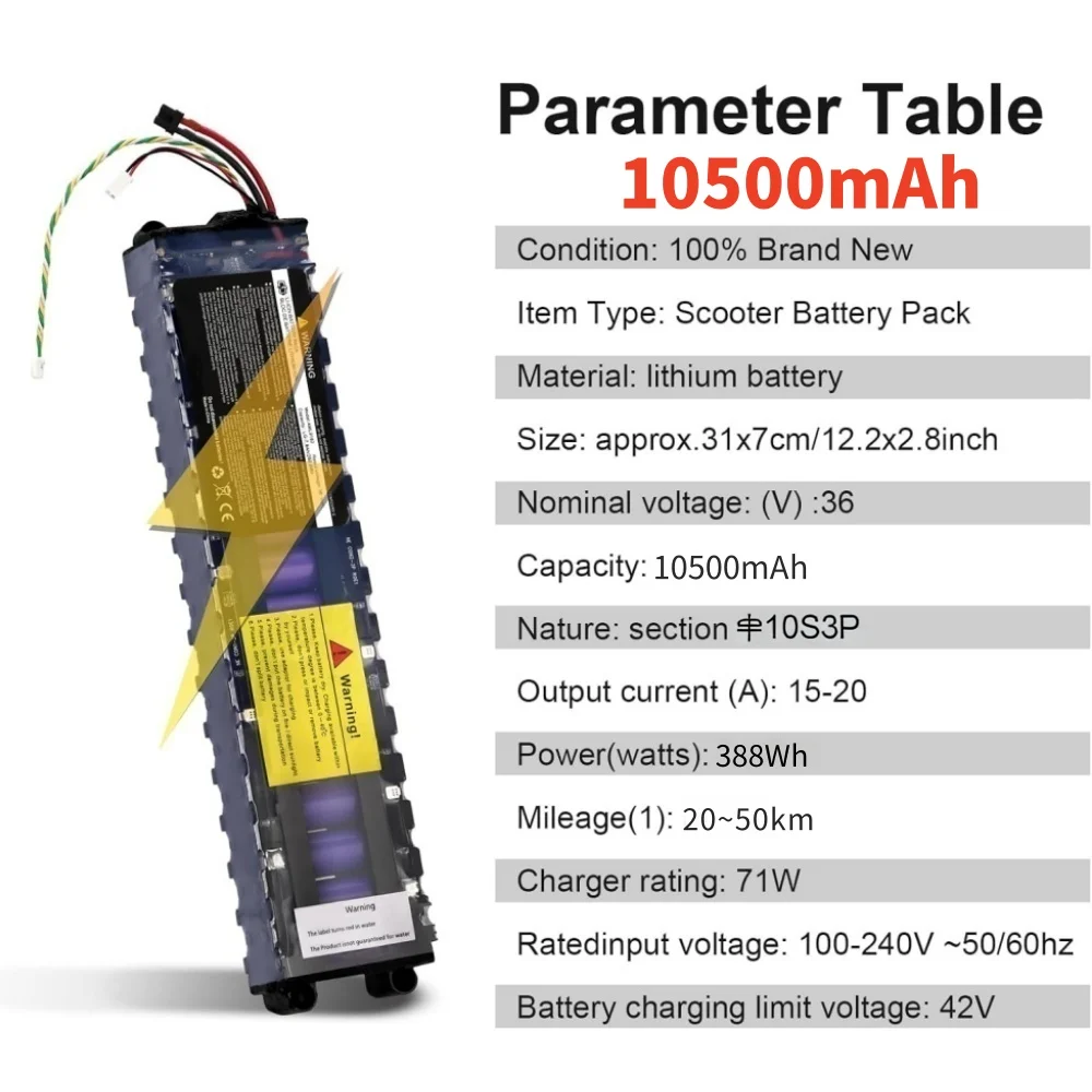 Batterie 36V 100Ah Compatible Xiaomi M365/Pro/1S - Autonomie 30km