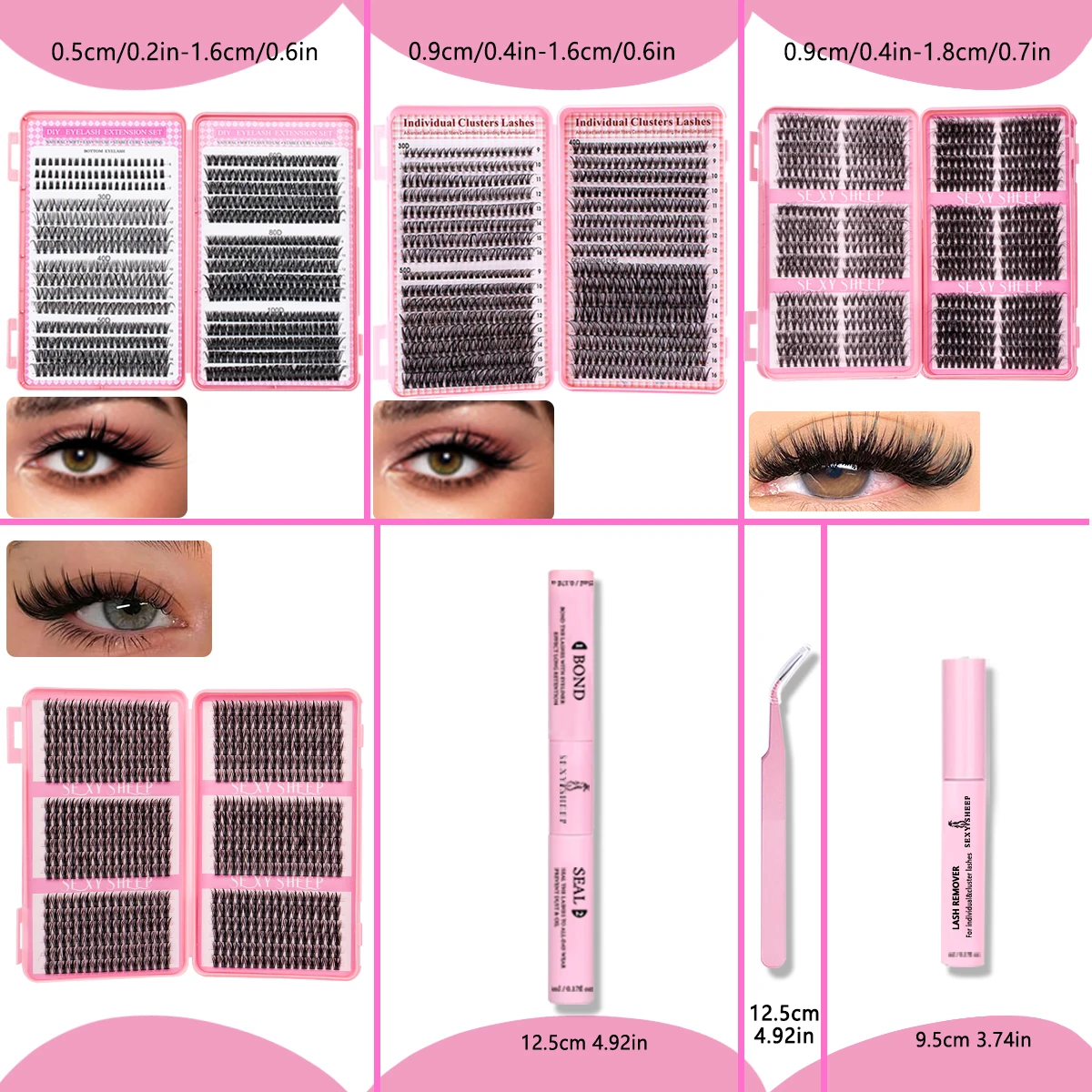 Kit de grappes de cils de Volume, mélange de Styles avec Bond & Seal C Curl, Kit d'extensions de faux cils vaporeux et épais, bricolage à la maison