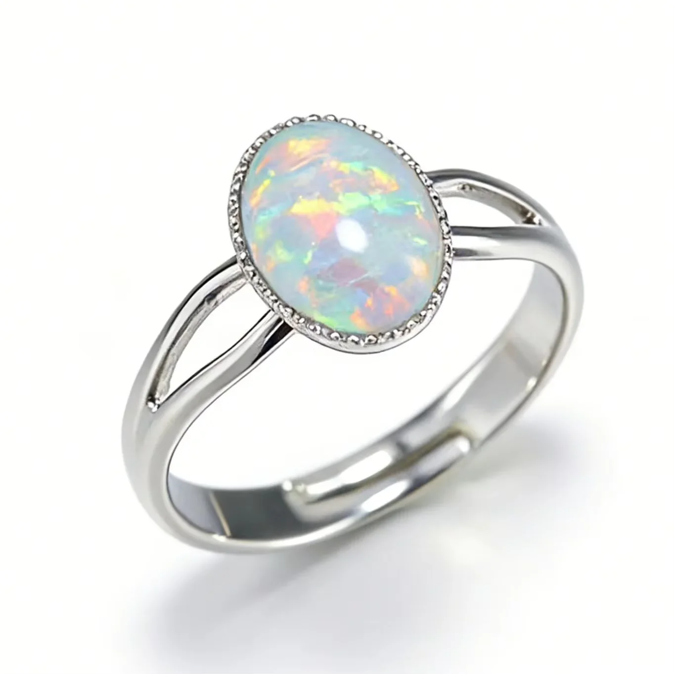 Vintage Inspired Oval Ring for Women,7-9 Adjustable Open Finger Ring with Oval,Fashion Split Shank Cocktail Ring for Party Gifts
