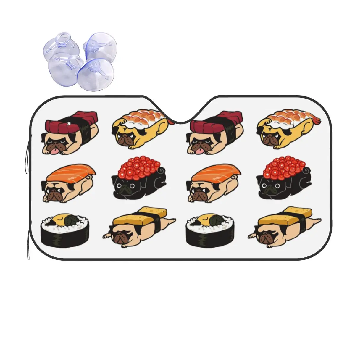 

Sushi Pug Sunshade Windscreen Car Front Windshield Window Sun Visor Accessories Covers