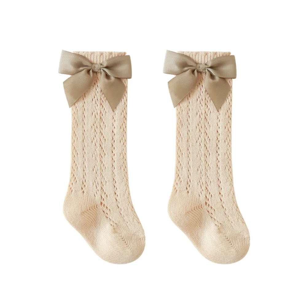 

Stockings Bowknot Girl's Cotton Socks Sweet Elastic Mesh Princess Socks Soft Breathable Solid Color Foot Cover Lolita