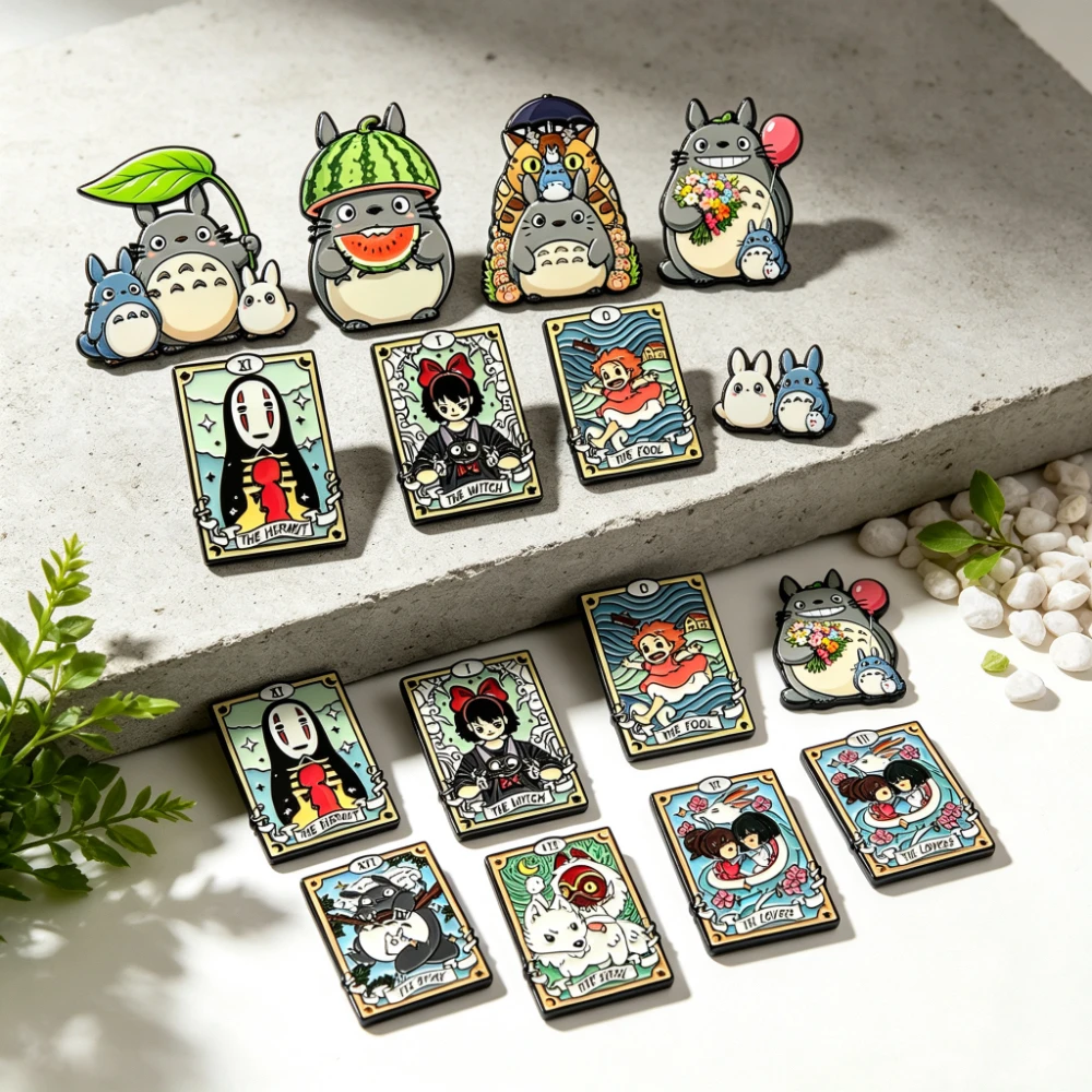10pcs Japanese Classic Anime Peripheral Enamel Pin Cute Cat Bus Brooch Cartoon Anime Cute Gift Hats Jeans Decorative