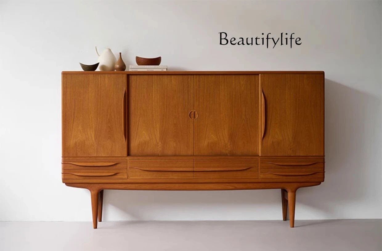 

Vintage Modern Design Side Cabinet Cherry Wood Myanmar Teak Cutlery Cabinet Furniture Storage Locker