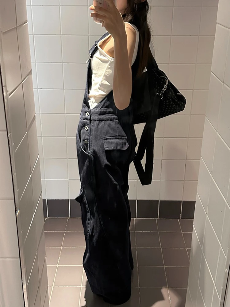 Retro American een Denim Overalls Women's Loose Wide Leg Jumpsuit Spring Summer New Sle High Waist Casual Resistant to Dirt