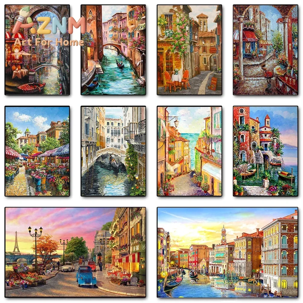Modern Paris Street Landscape Canvas Painting Wall Art Nordic Abstract City Scenery Poster Prints For Living Room Home Decor