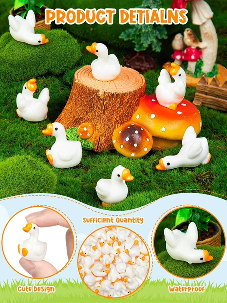 12 Stück Mini-Gänsefiguren aus Kunstharz, kleine Tierstatuen für Schreibtisch, Garten, Rasen, Hof, Mikrolandschaft, Aquarium, Topfpflanzen & D – Detail 2