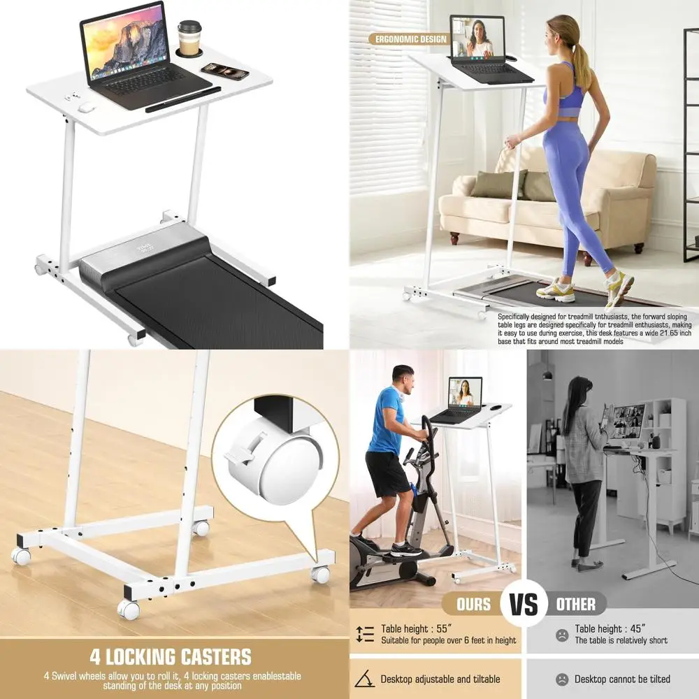 

Портативный передвижной столик с регулируемой высотой для работы стоя, использования с ноутбуком и прикроватного использования