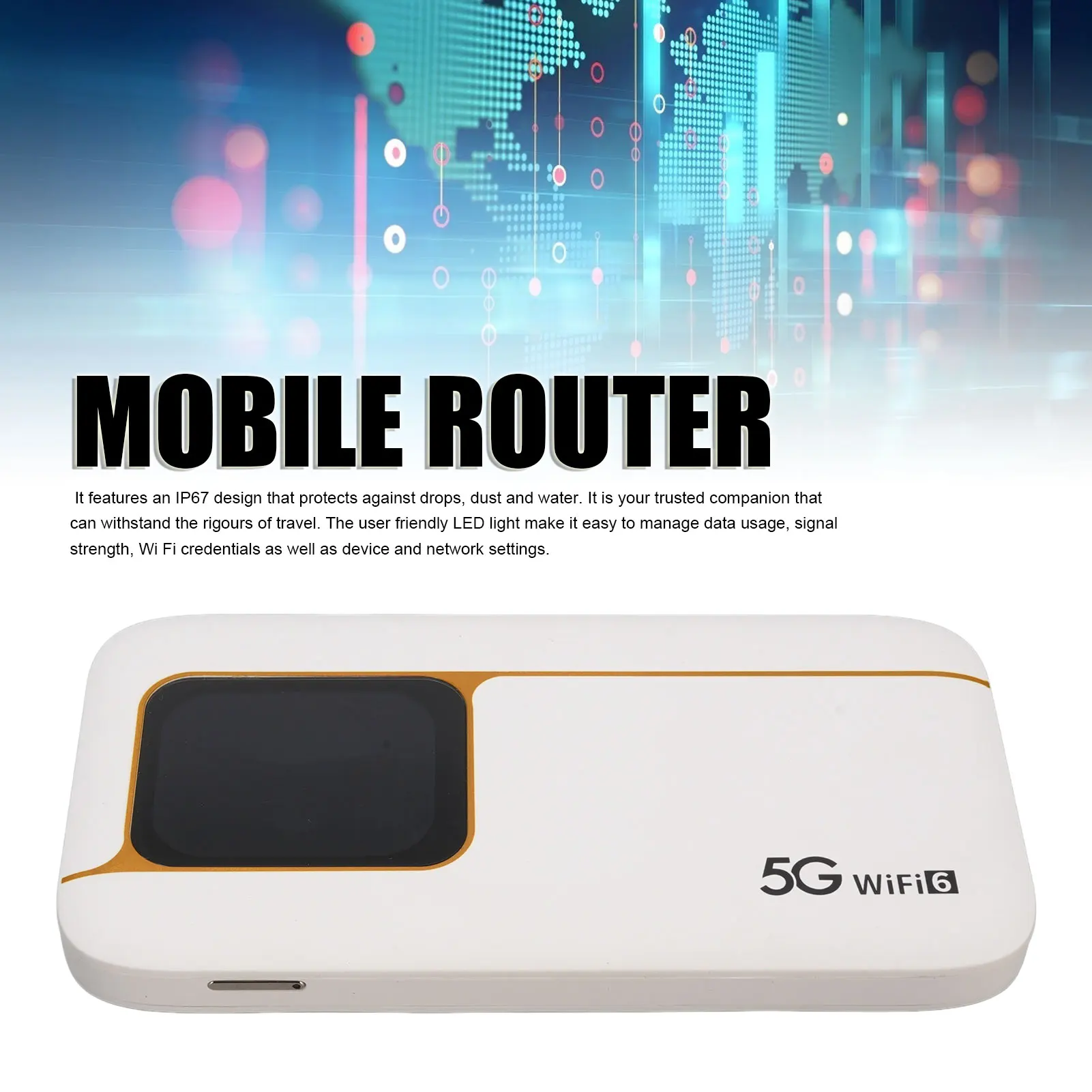 

Mobile Router High Speed 5G Mobile Hotspot Supports 16 Devices Sim Card Slot 2.01 Inch WiFi 6 7100mAh for Home