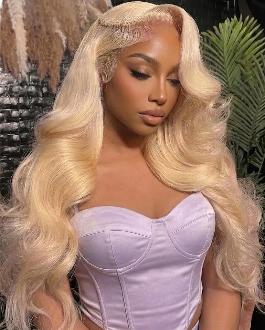 613 Blonde Body Wave Human Hair Wigs 13x6 HD Transparent Lace Frontal Wig Pre Plucked Brazilian 36 inch 613 Lace Front Wigs
