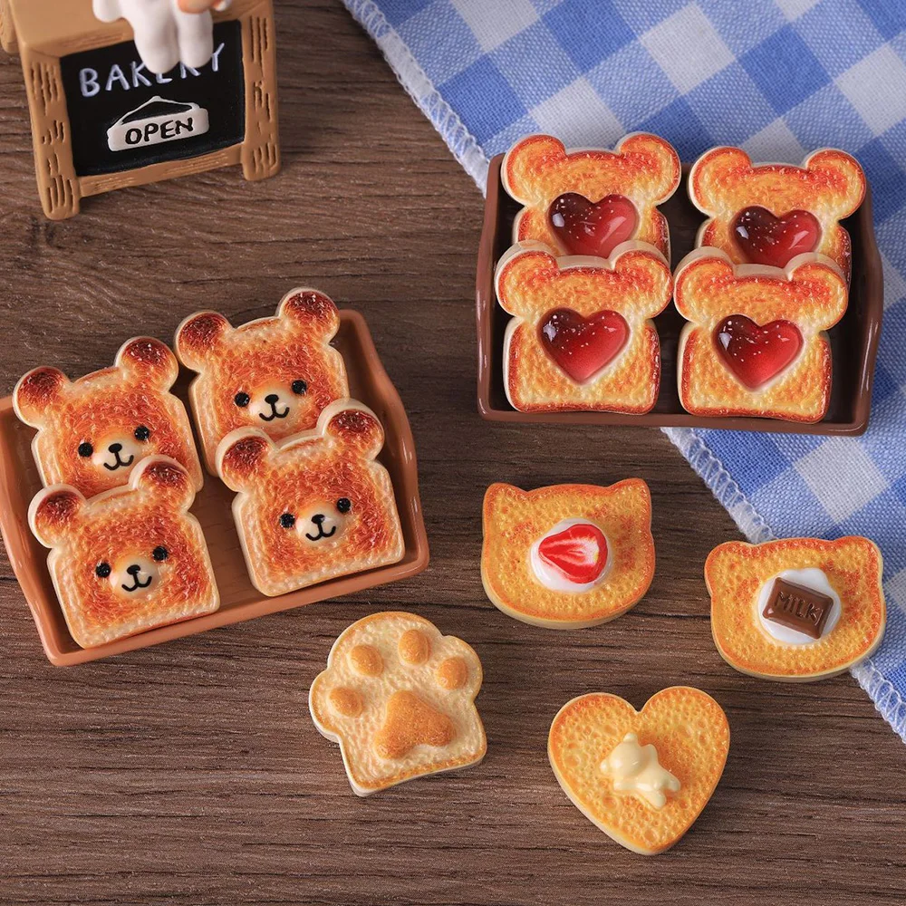 6 pièces de pain grillé au caramel miniature pour maison de poupée, échelle 1/12, aliments de jeu pour cuisine de poupée, accessoires pour poupées