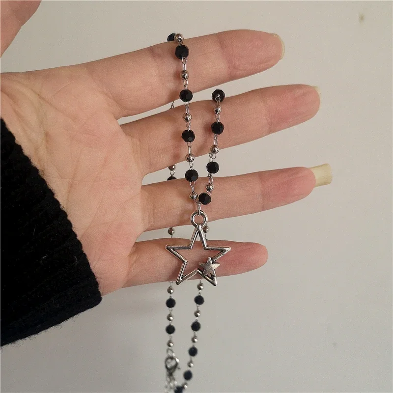 Vintage Y2k Accessories Aesthetic Star Pendant Necklace for Women Men Cool Hip Hop Kpop Pentagram Chain Necklaces Jewelry