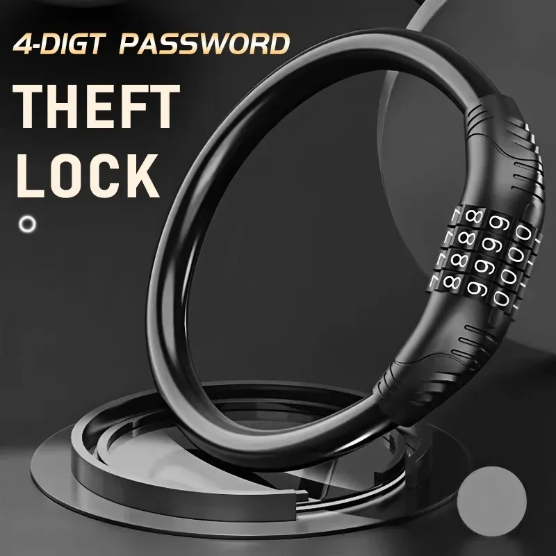 1Pcs/2Pcs  4 Digital Code Anti-Theft Bicycle Cable Lock Stainless Steel Security Locks Portable Combination Code Padlock 4Colors