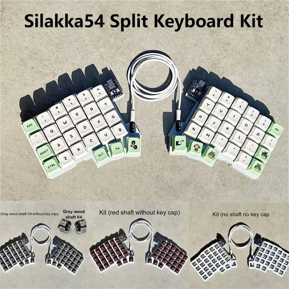 Silakka54 Split Keyboard Wired Hot Swap Support QMK/VIAL Keyboard Left And Right Handed Ergonomic RP2040zero Customized Keyboard