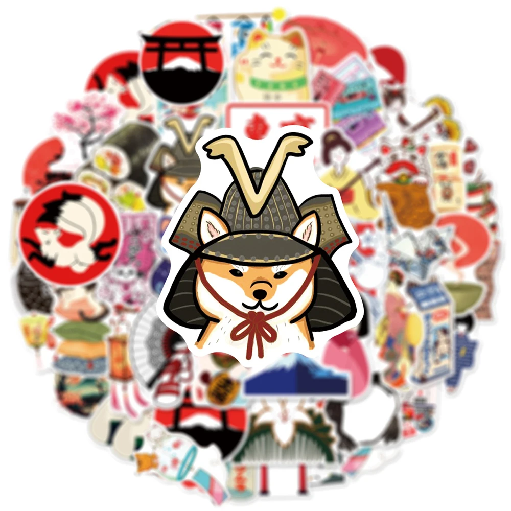 

10/30/50pcs Japanese Style Traditional Culture Cartoon Graffiti Stickers Funny Kid Decals Toy DIY Notebook Guitar Laptop Sticker