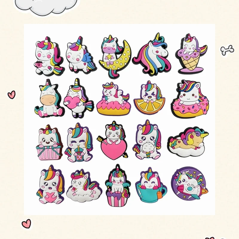 

10/20 pieces/set beautiful unicorn sandal pins crocodile shoe accessories PVC cartoon shoe ornaments