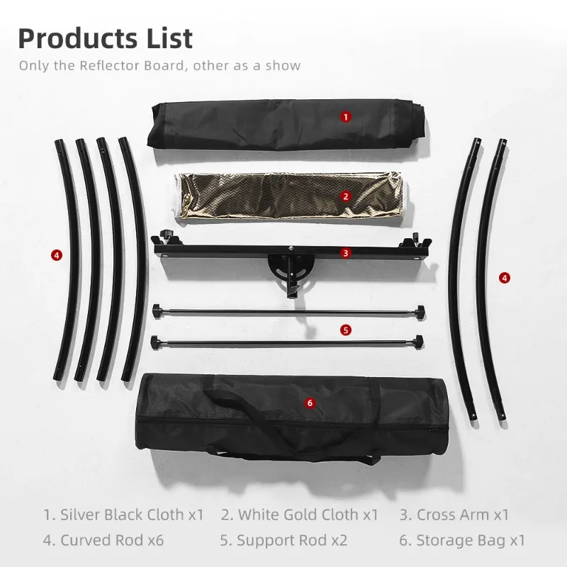Silver Black White Gold Reflector Foldable Photographic Light Reflector Screen