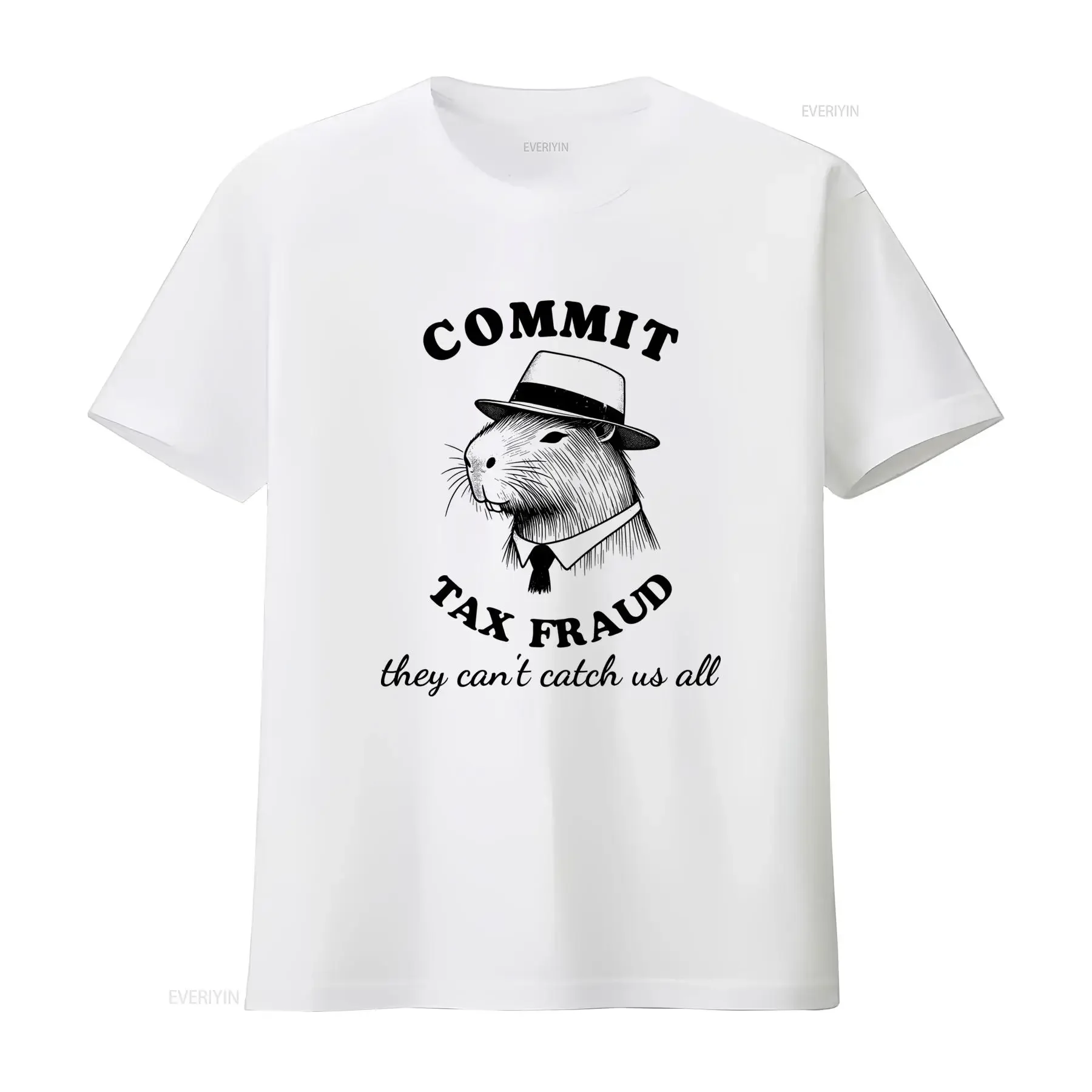 Commit Tax Fraud Capybara T Shirt Funny Animal Lover Evasion Humor  vintage Washed Breathable Versatile fashion Unisex