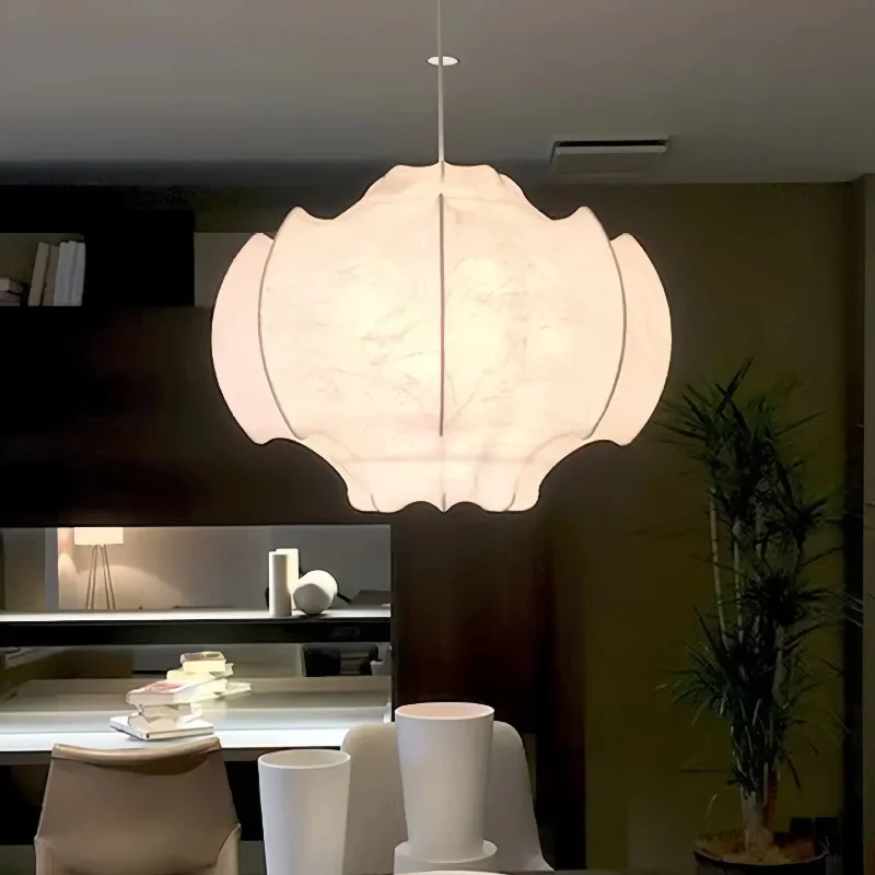 Nordic Creative Silk Cream Style LED Pendant Light Living Room Dining Room Bedroom Home Decoration Lighting Pendant Light